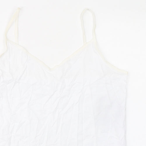 Marks and Spencer Womens White Cotton Basic Tank Size 18 V-Neck