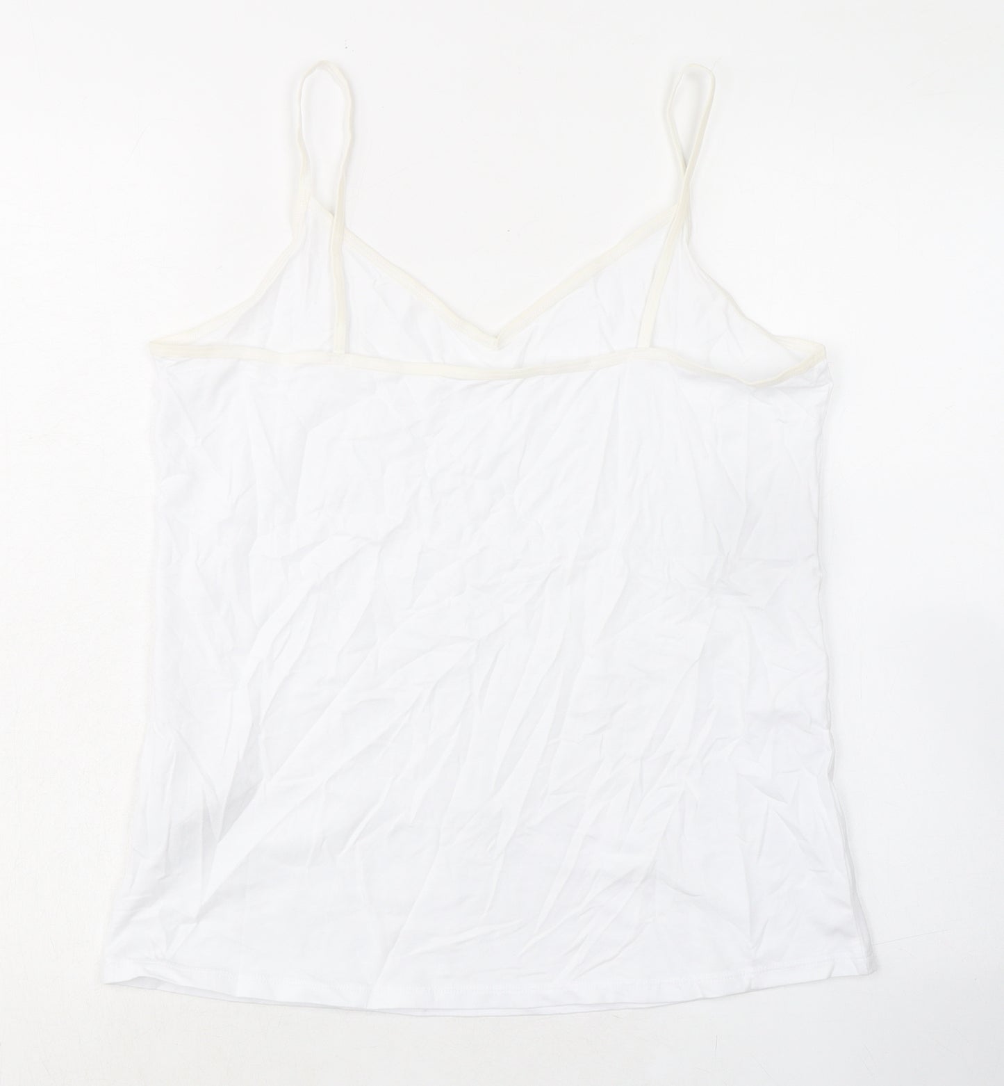 Marks and Spencer Womens White Cotton Basic Tank Size 18 V-Neck