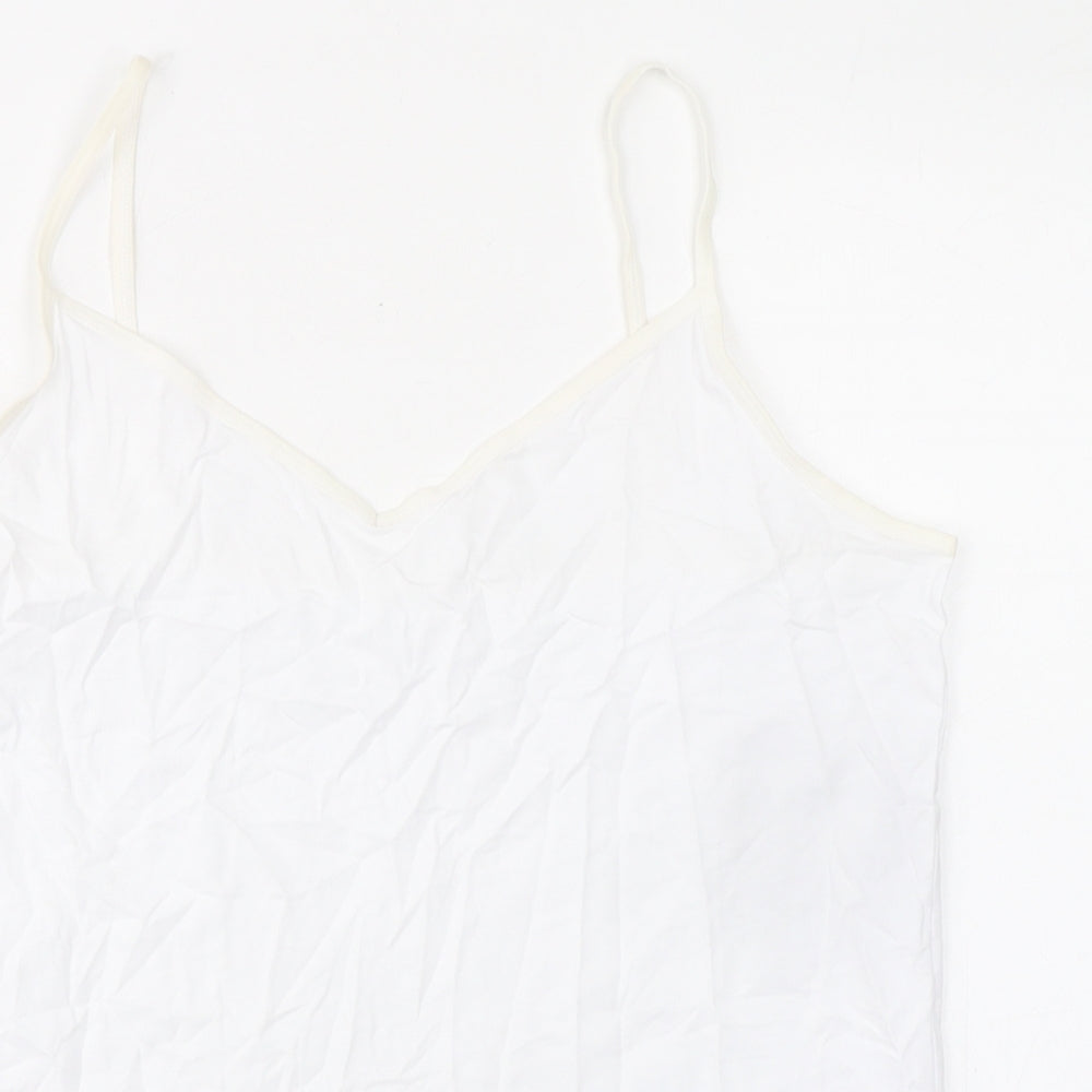 Marks and Spencer Womens White Cotton Basic Tank Size 18 V-Neck