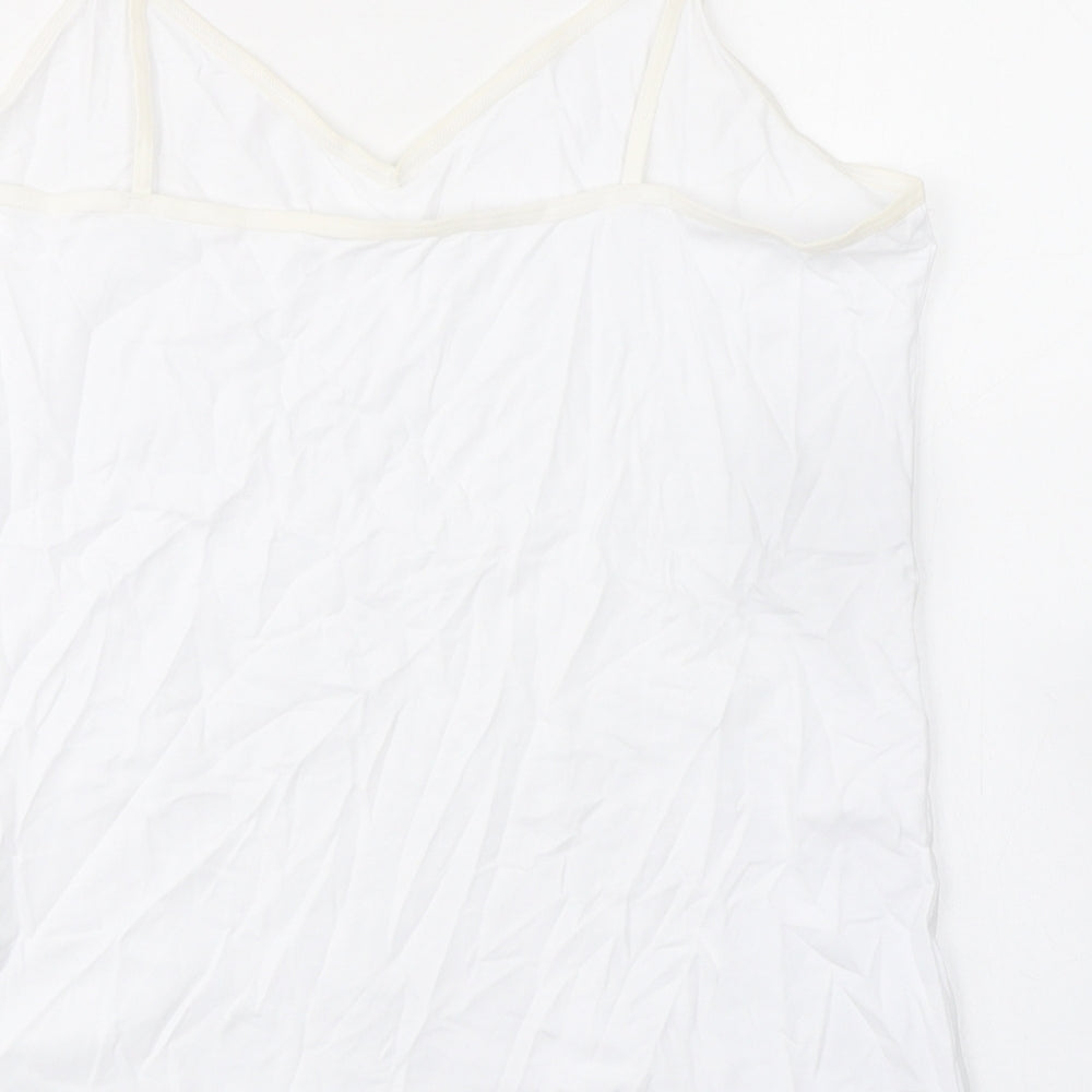 Marks and Spencer Womens White Cotton Basic Tank Size 18 V-Neck