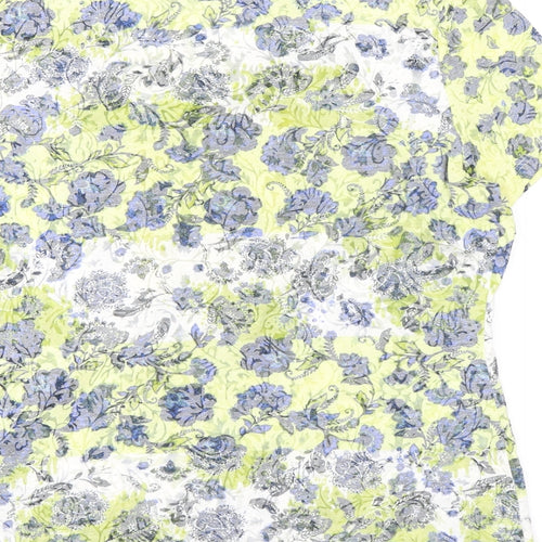 Per Una Womens Multicoloured Floral Cotton Basic T-Shirt Size 14 Round Neck