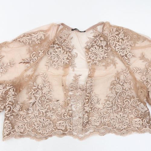 TFNC Womens Beige Floral Polyester Cropped Blouse Size 16 V-Neck
