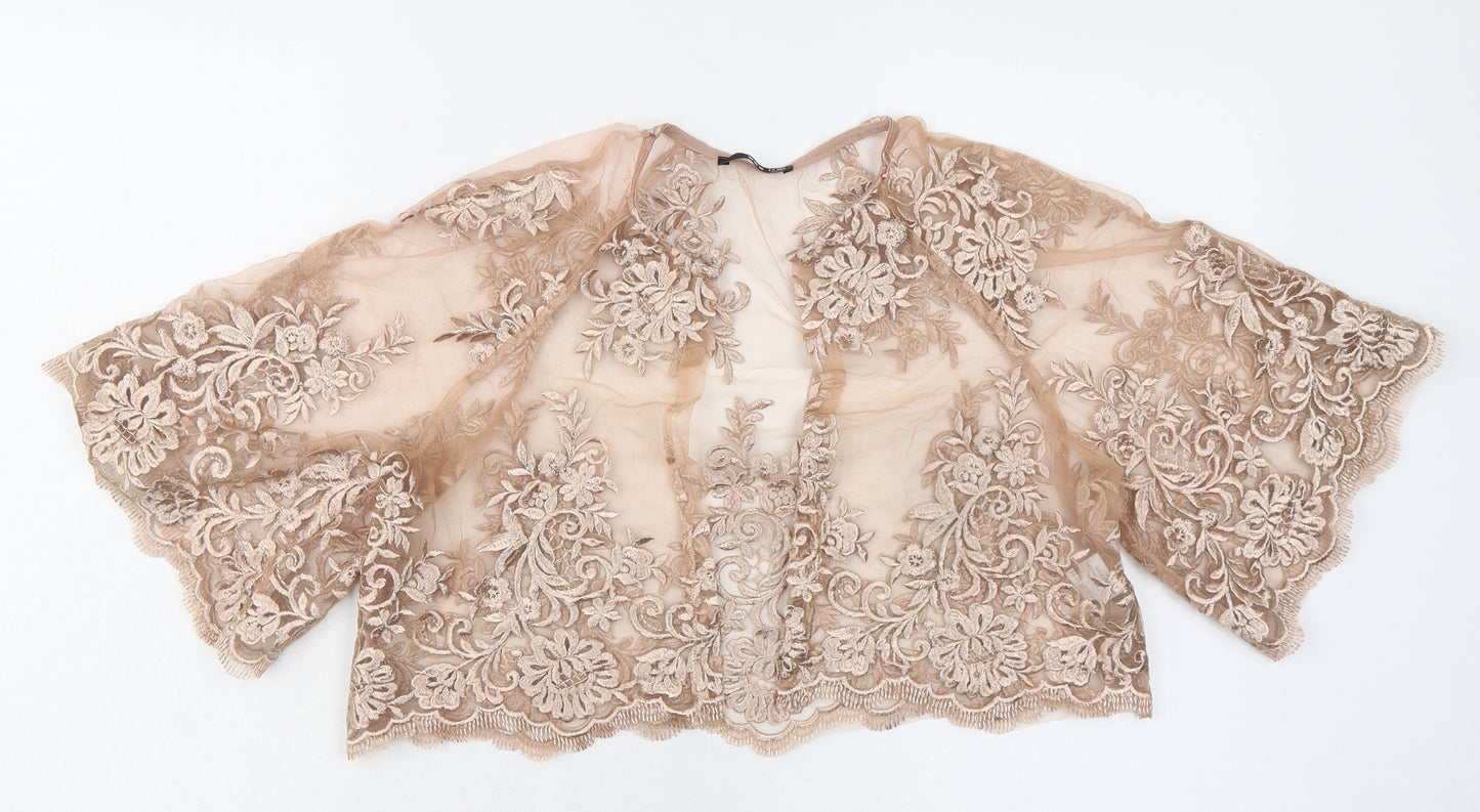 TFNC Womens Beige Floral Polyester Cropped Blouse Size 16 V-Neck