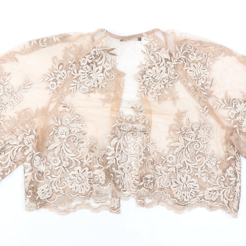 TFNC Womens Beige Floral Polyester Cropped Blouse Size 16 V-Neck