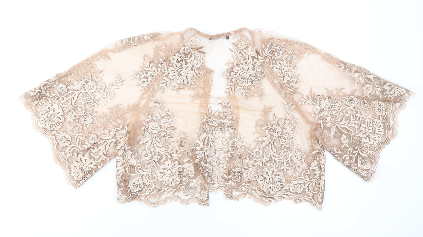 TFNC Womens Beige Floral Polyester Cropped Blouse Size 16 V-Neck