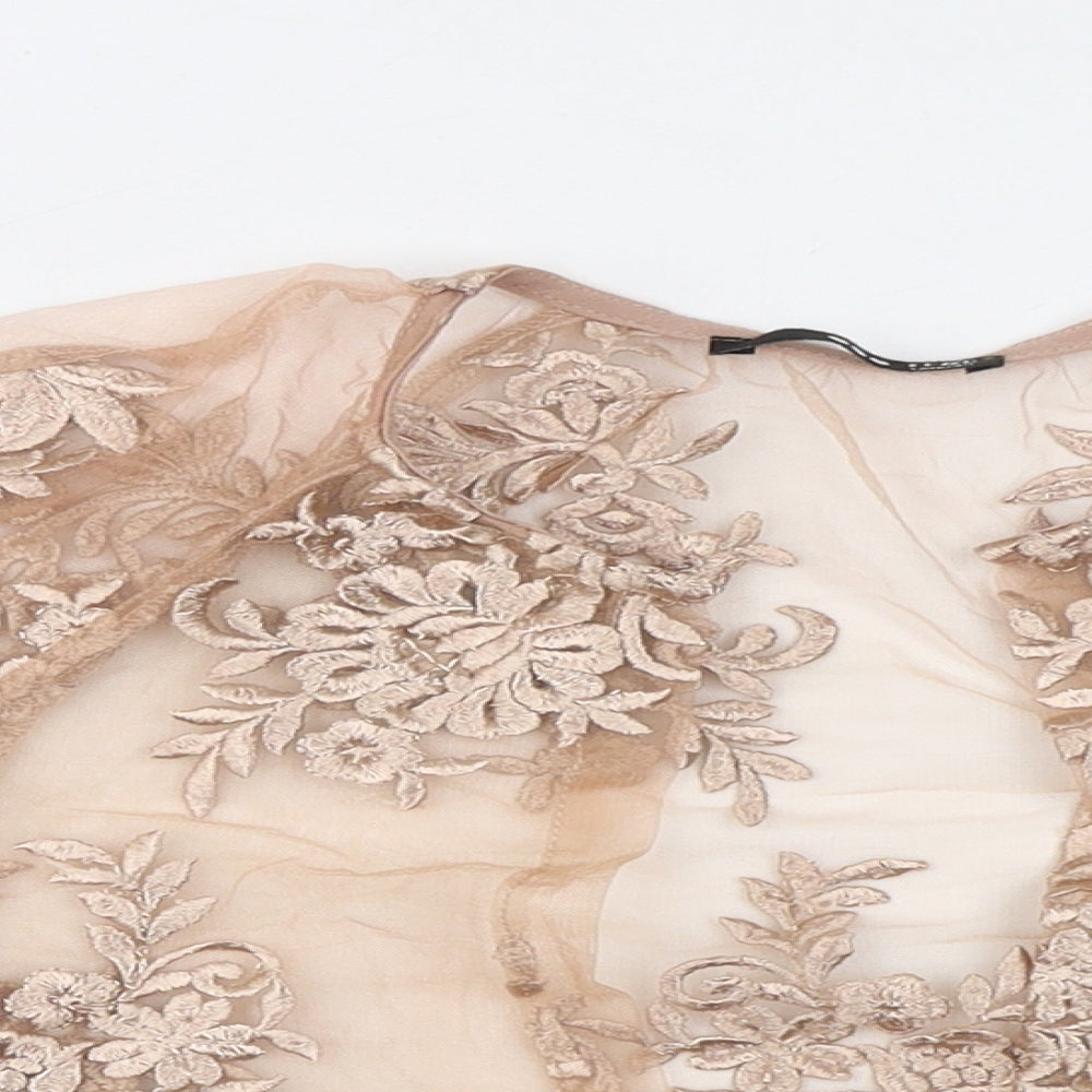 TFNC Womens Beige Floral Polyester Cropped Blouse Size 16 V-Neck
