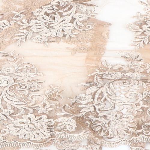 TFNC Womens Beige Floral Polyester Cropped Blouse Size 16 V-Neck