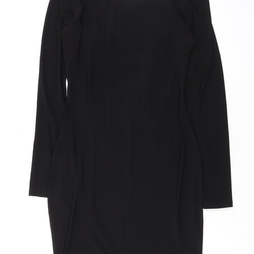 Lipsy Womens Black Polyester Bodycon Size 4 Boat Neck Pullover