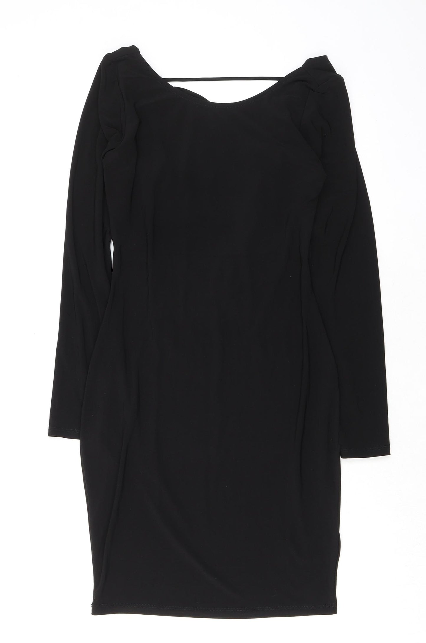 Lipsy Womens Black Polyester Bodycon Size 4 Boat Neck Pullover
