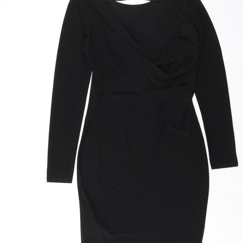 Lipsy Womens Black Polyester Bodycon Size 4 Boat Neck Pullover