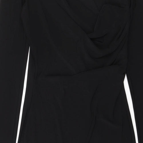 Lipsy Womens Black Polyester Bodycon Size 4 Boat Neck Pullover