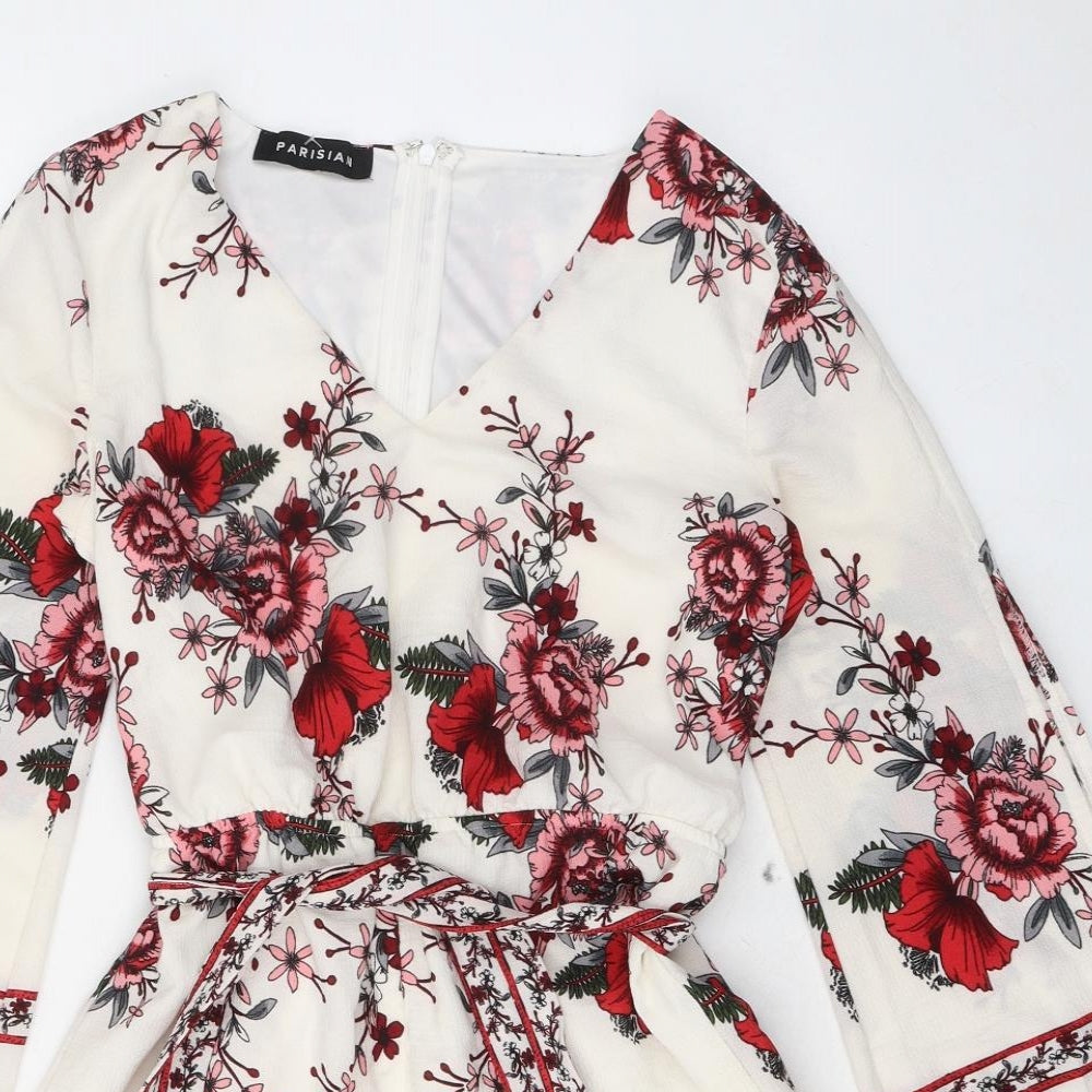 Parisian Womens Multicoloured Floral Polyester Playsuit One-Piece Size 10 Zip