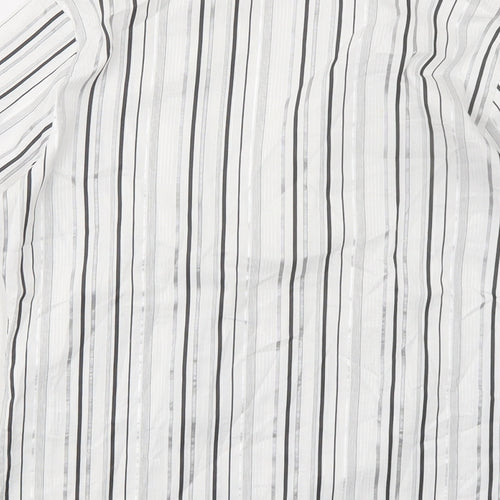Marks and Spencer Womens White Striped Chlorofibre Basic Blouse Size 6 V-Neck