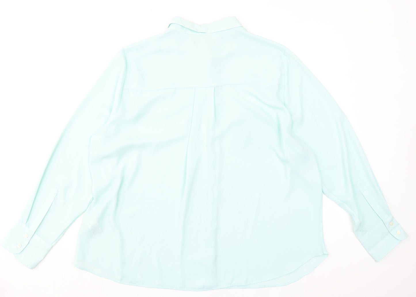 Marks and Spencer Womens Green Polyester Basic Button-Up Size 20 Collared
