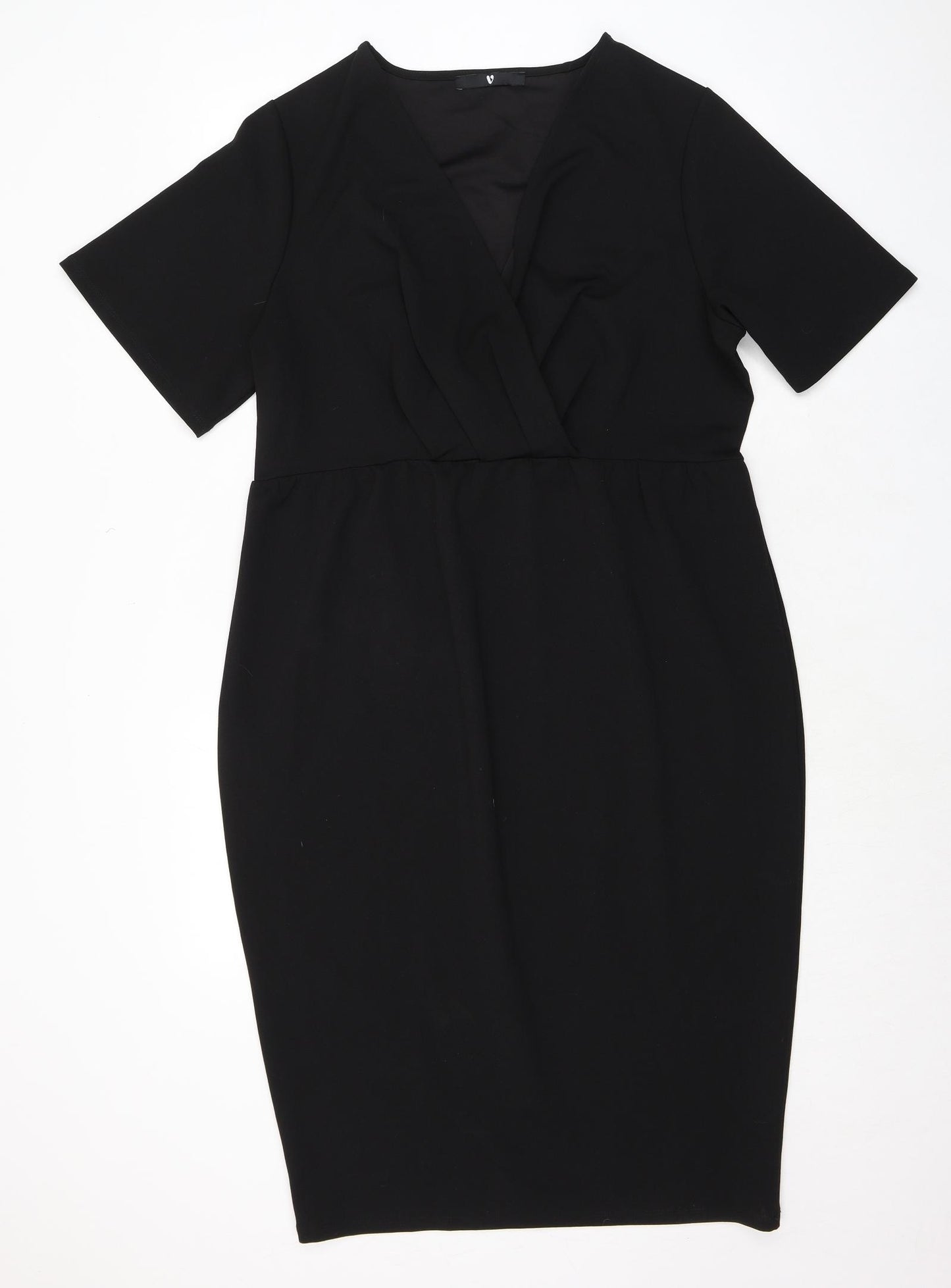 Very Womens Black Polyester Pencil Dress Size 18 V-Neck Pullover