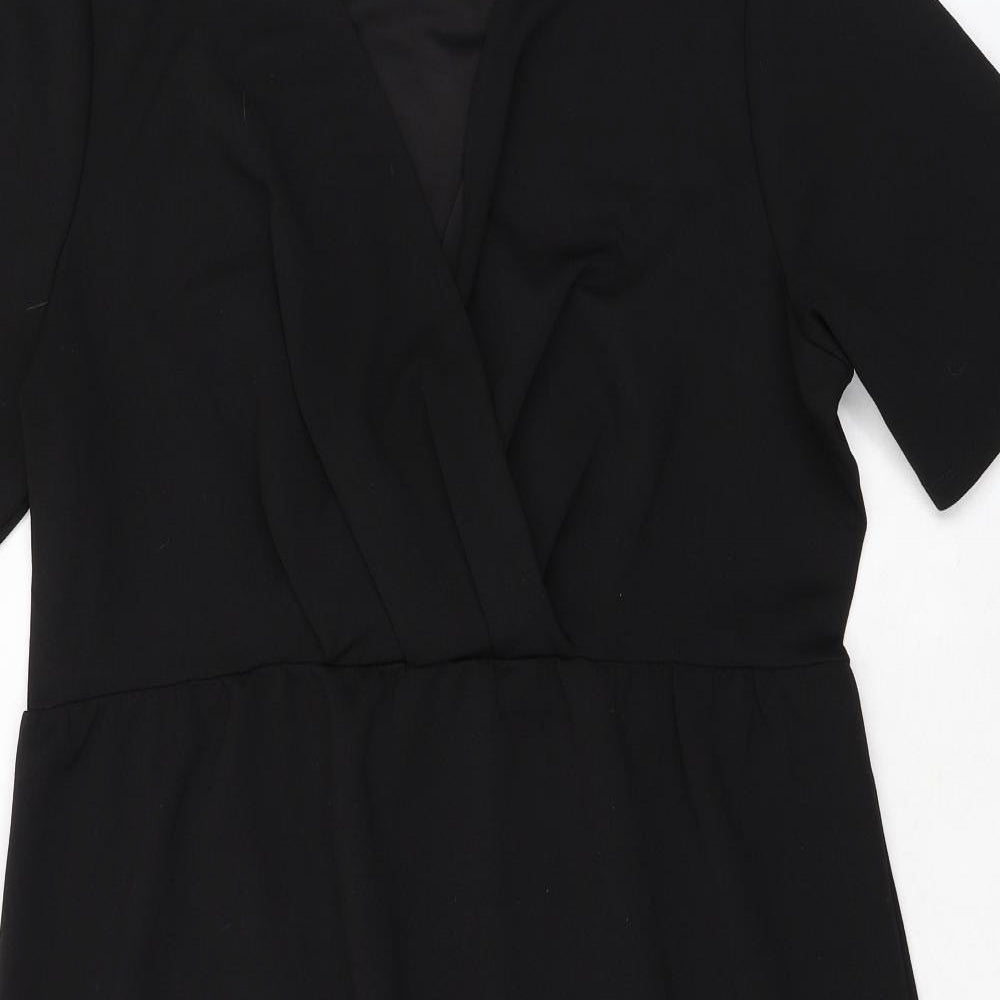 Very Womens Black Polyester Pencil Dress Size 18 V-Neck Pullover