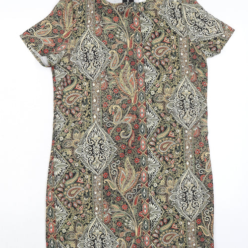 Glamorous Womens Multicoloured Geometric Polyester A-Line Size S Round Neck Zip