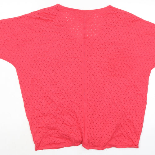 Bonmarché Womens Pink Nylon Basic Blouse Size M V-Neck