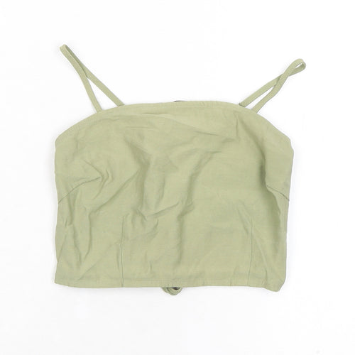 Narrated Womens Green Polyester Cropped Tank Size 2XS Square Neck