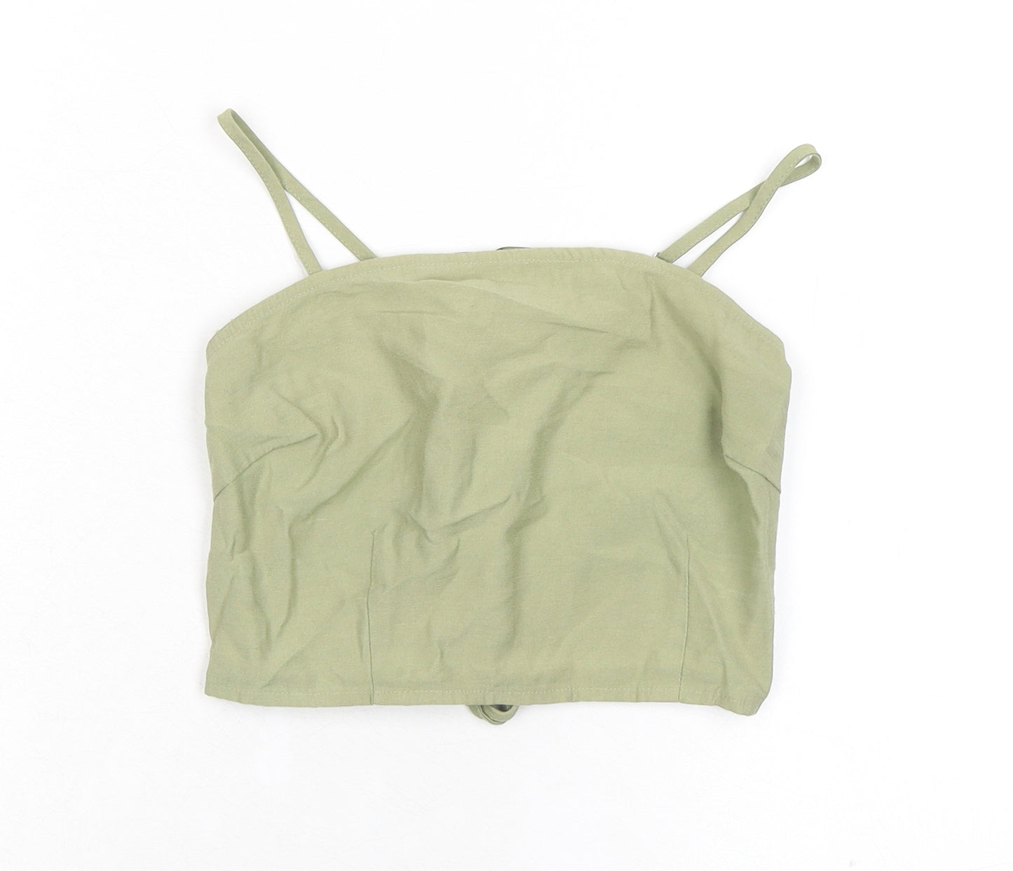 Narrated Womens Green Polyester Cropped Tank Size 2XS Square Neck