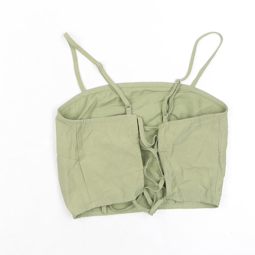 Narrated Womens Green Polyester Cropped Tank Size 2XS Square Neck