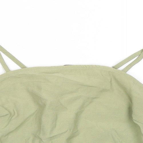 Narrated Womens Green Polyester Cropped Tank Size 2XS Square Neck
