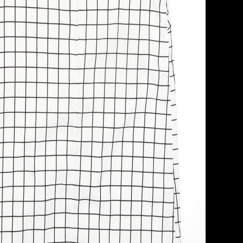 BHS Girls White Check Polyester Pencil Dress Size 11-12 Years Round Neck Zip - Embellished Neckline Detail