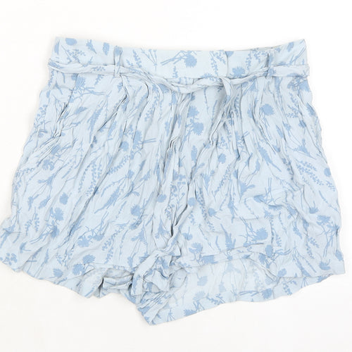 Jack Wills Womens Blue Floral Viscose Bermuda Shorts Size 8 Extra-Slim Zip