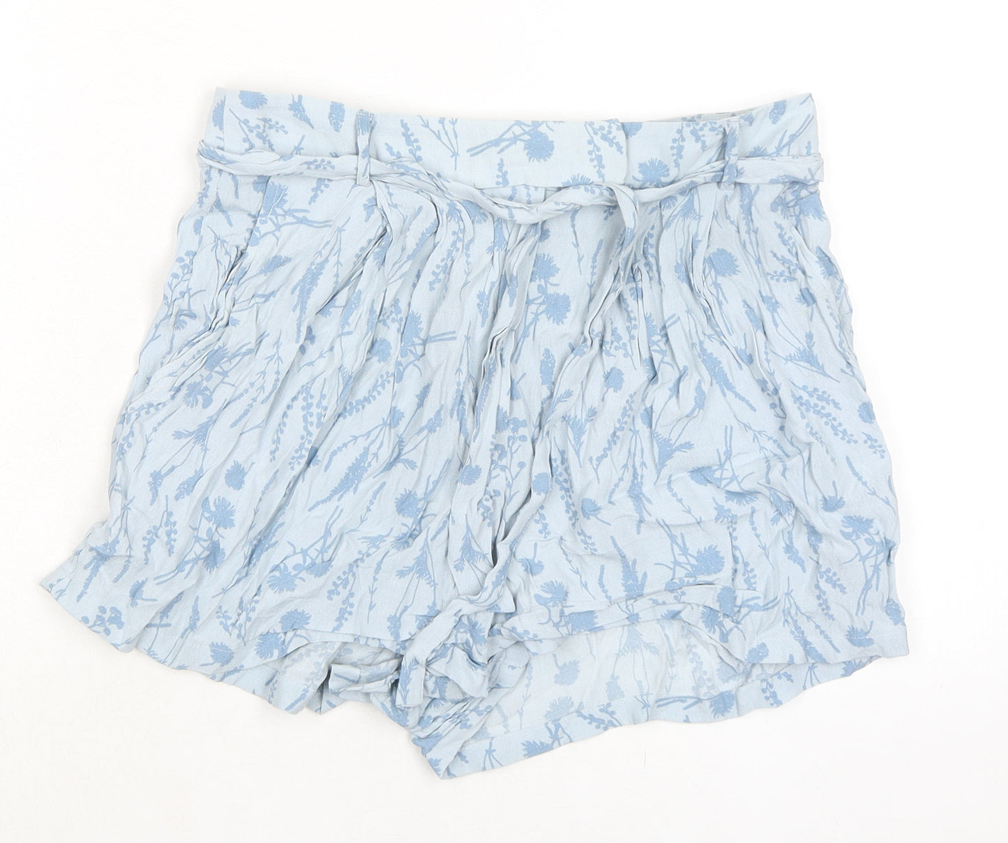 Jack Wills Womens Blue Floral Viscose Bermuda Shorts Size 8 Extra-Slim Zip