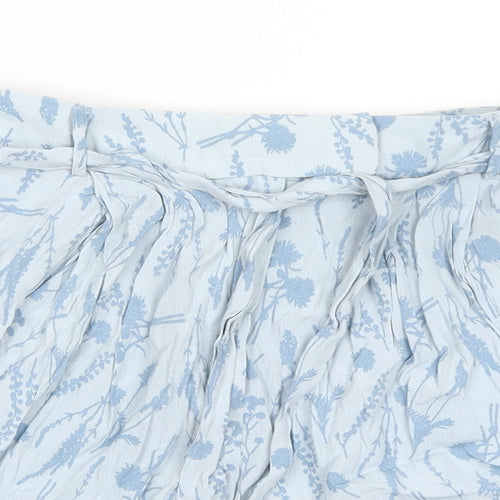 Jack Wills Womens Blue Floral Viscose Bermuda Shorts Size 8 Extra-Slim Zip