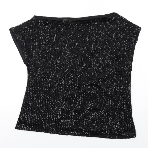 Lipsy Womens Black Polyester Basic Blouse Size 14 Boat Neck