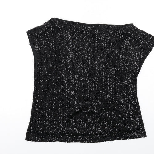Lipsy Womens Black Polyester Basic Blouse Size 14 Boat Neck
