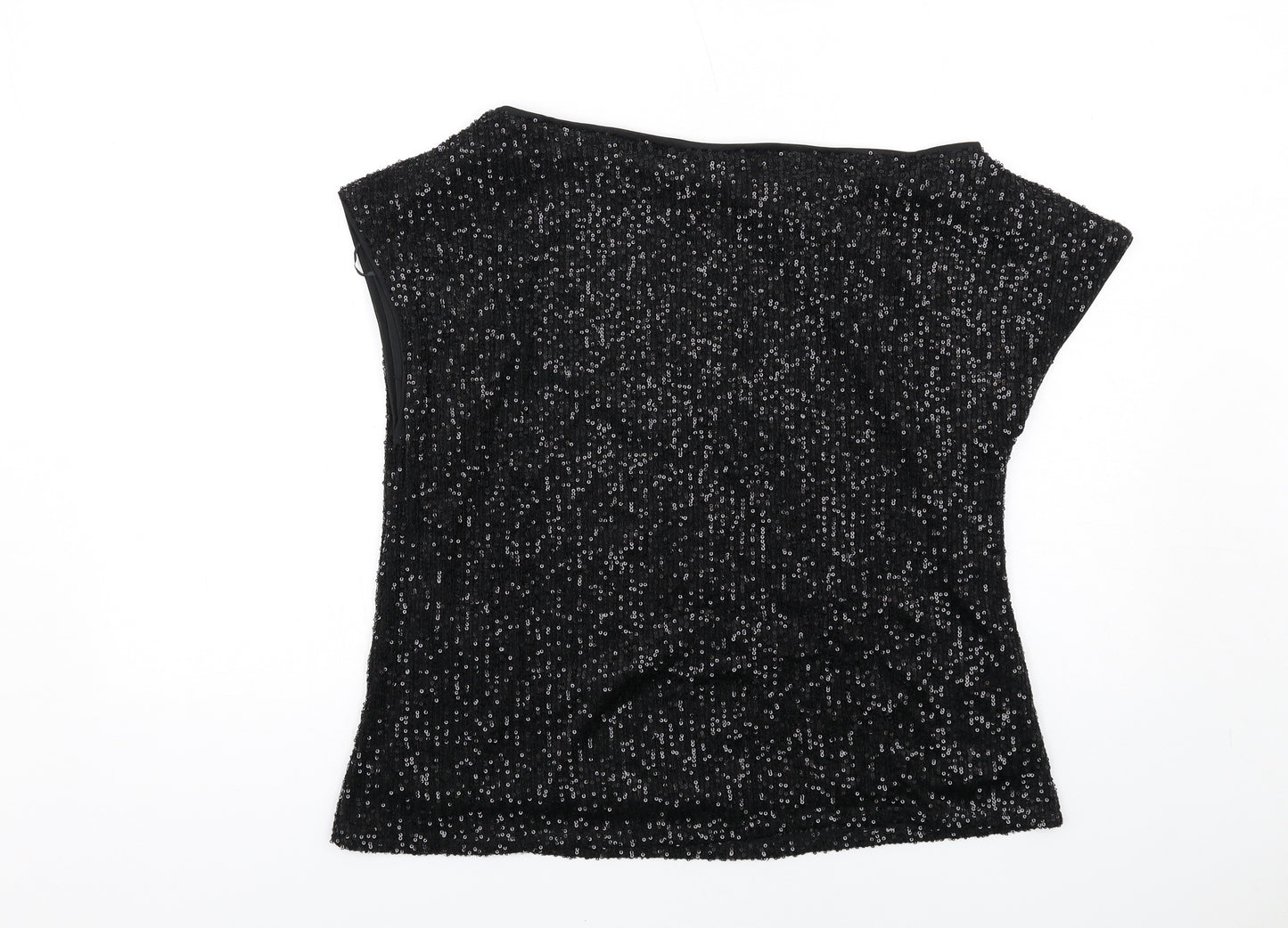 Lipsy Womens Black Polyester Basic Blouse Size 14 Boat Neck
