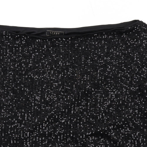 Lipsy Womens Black Polyester Basic Blouse Size 14 Boat Neck