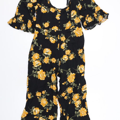 Miss Selfridge Womens Multicoloured Floral Viscose Jumpsuit One-Piece Size 6 L25 in Zip