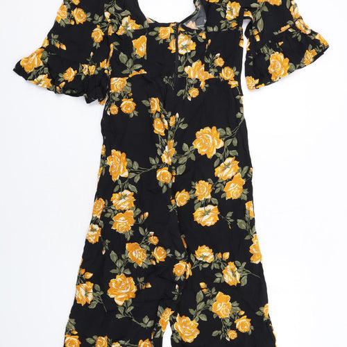 Miss Selfridge Womens Multicoloured Floral Viscose Jumpsuit One-Piece Size 6 L25 in Zip