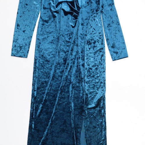 Wallis Womens Blue Polyester Bodycon Size 10 Round Neck Pullover