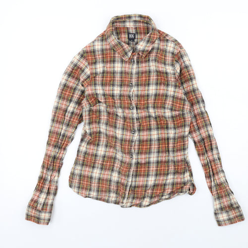 BDG Womens Orange Plaid Cotton Basic Button-Up Size M Collared