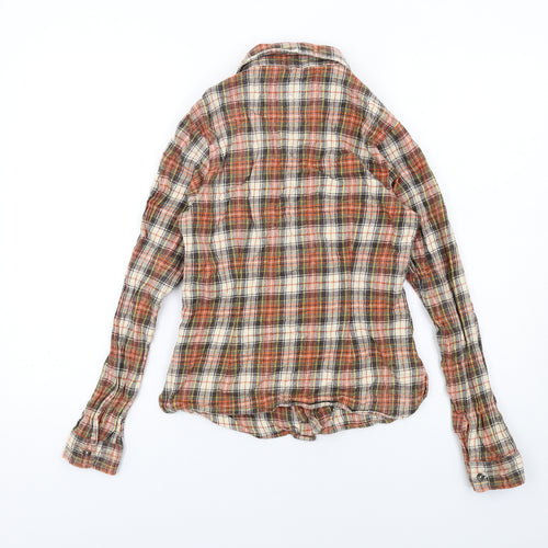 BDG Womens Orange Plaid Cotton Basic Button-Up Size M Collared