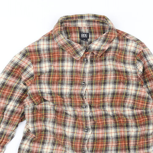BDG Womens Orange Plaid Cotton Basic Button-Up Size M Collared
