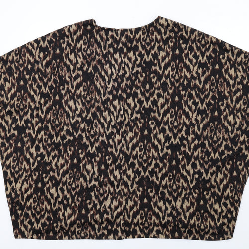 Apricot Womens Brown Geometric Polyester Basic T-Shirt Size 14 Round Neck