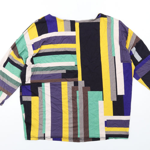 Phase Eight Womens Multicoloured Colourblock Viscose Basic Blouse Size 14 Round Neck