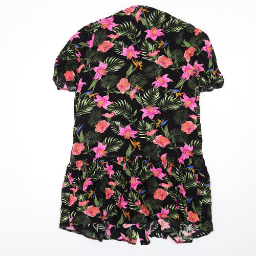 Dorothy Perkins Womens Multicoloured Floral Viscose Shift Size 10 Round Neck Button