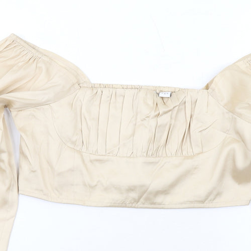 COLLUSION Womens Ivory Polyester Cropped Blouse Size 10 Square Neck