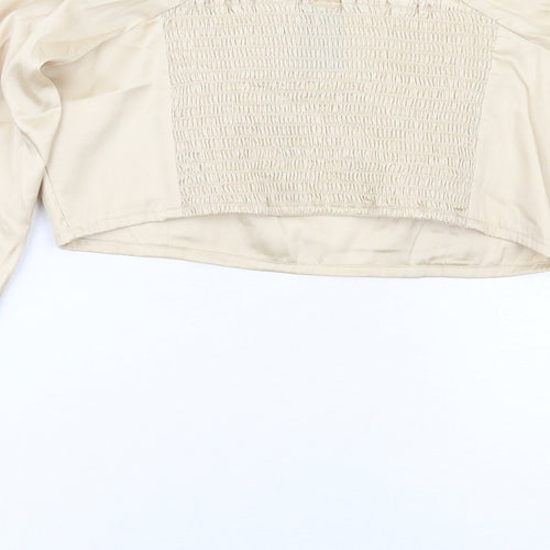 COLLUSION Womens Ivory Polyester Cropped Blouse Size 10 Square Neck