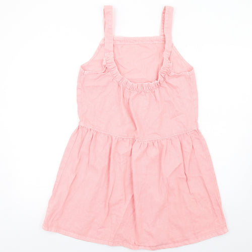 Denim & Co. Womens Pink Cotton A-Line Size 12 Square Neck Pullover