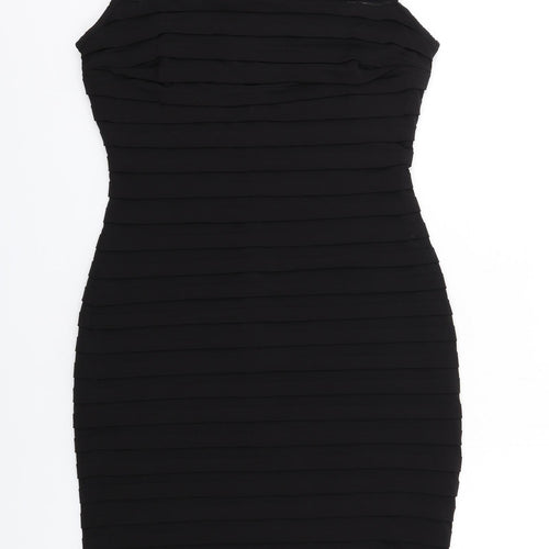 Wallis Womens Black Polyester Bodycon Size 10 Square Neck Zip