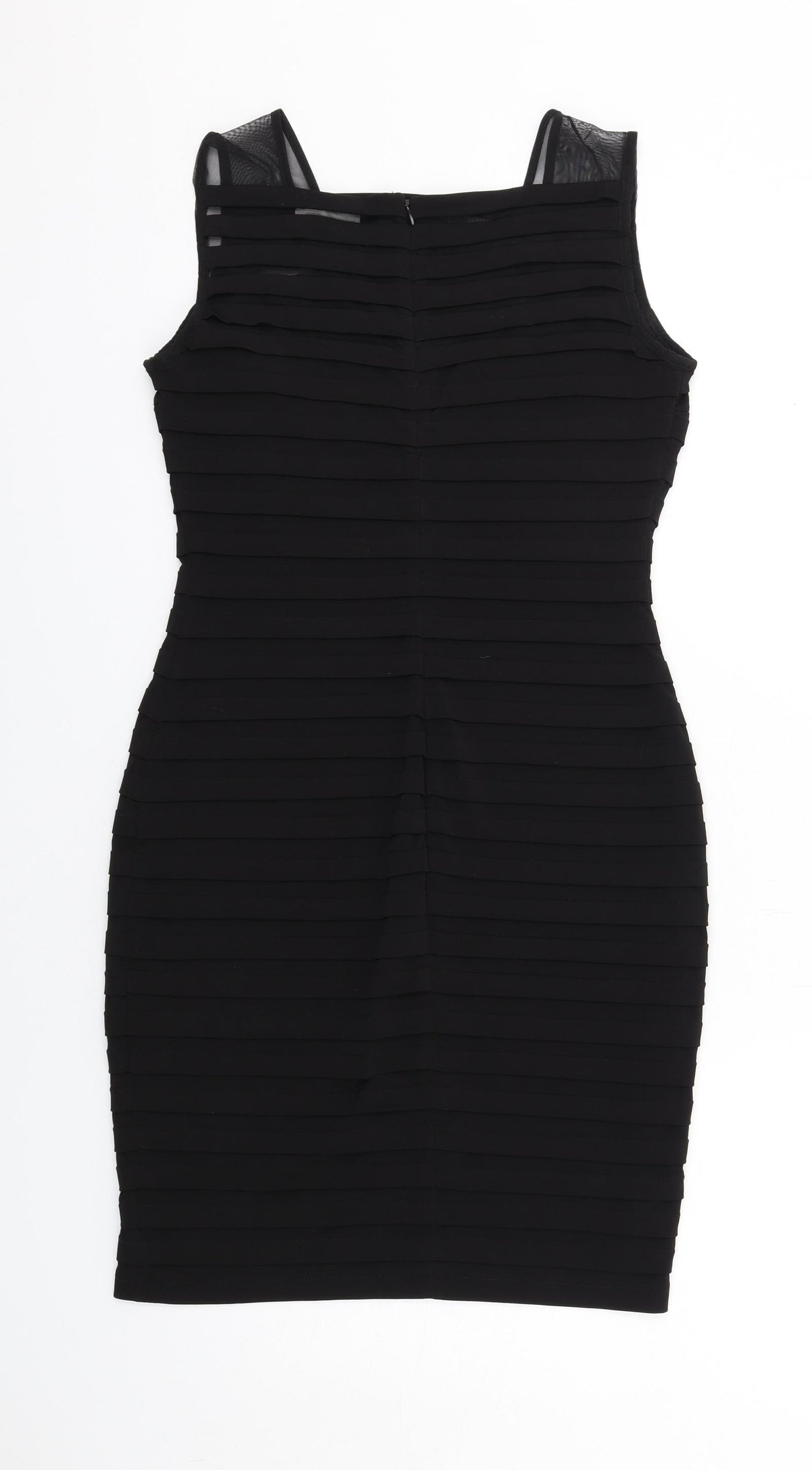 Wallis Womens Black Polyester Bodycon Size 10 Square Neck Zip