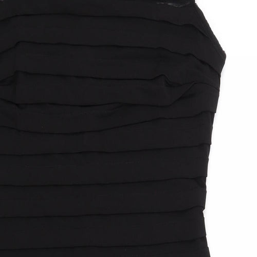 Wallis Womens Black Polyester Bodycon Size 10 Square Neck Zip