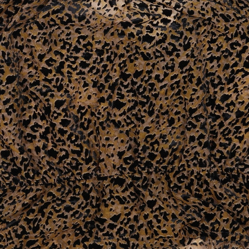 Marks and Spencer Womens Brown Animal Print Viscose Basic Blouse Size 16 V-Neck - Leopard Print